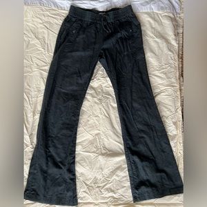 Black, Linen blend slightly flared pants